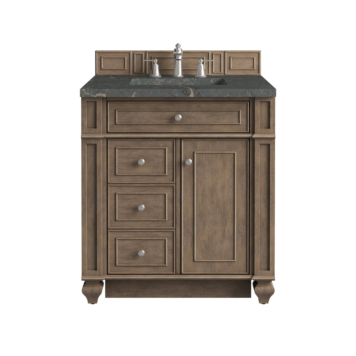 Bristol 30" Single Vanity, Whitewashed Walnut w/ 3 CM Parisien Bleu Silestone Top