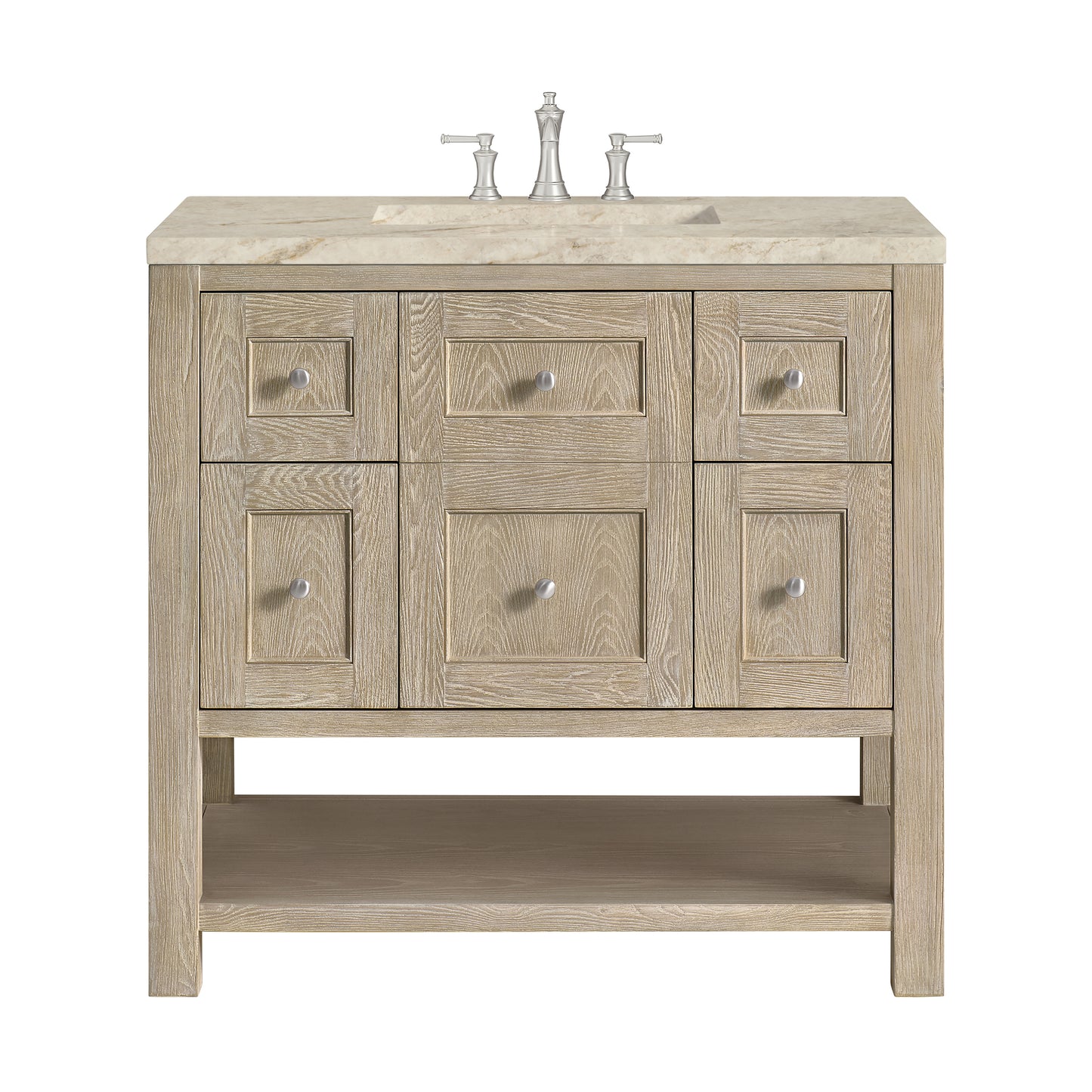 Renovate for Less Atlanta Breckenridge 36" Single Vanity, Whitewashed Oak, w/ 3 CM Tajnar Eclos Top
