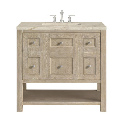 Renovate for Less Atlanta Breckenridge 36" Single Vanity, Whitewashed Oak, w/ 3 CM Tajnar Eclos Top