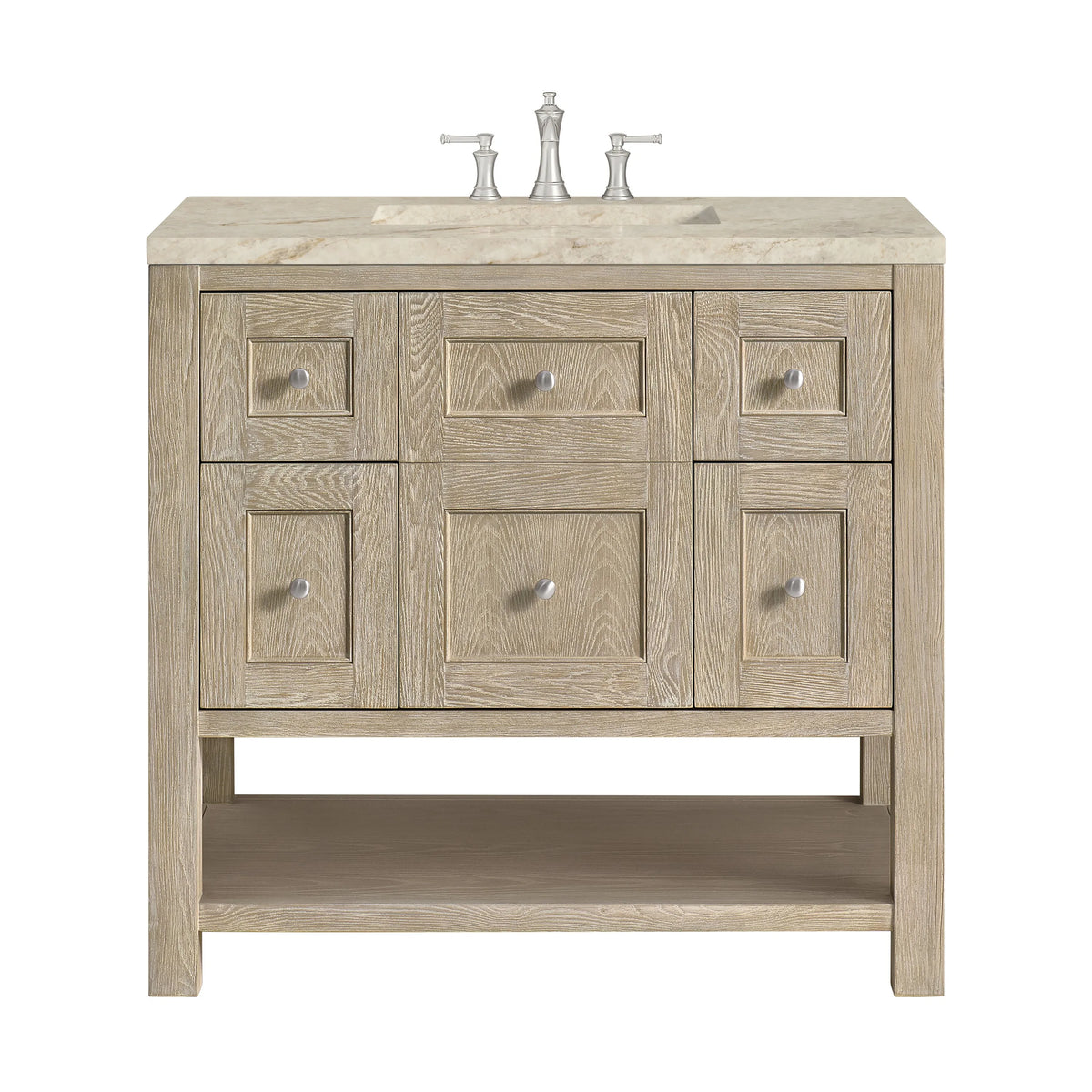 Breckenridge 36" Single Vanity, Whitewashed Oak, w/ 3 CM Tajnar Eclos Top