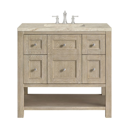 Breckenridge 36" Single Vanity, Whitewashed Oak, w/ 3 CM Tajnar Eclos Top