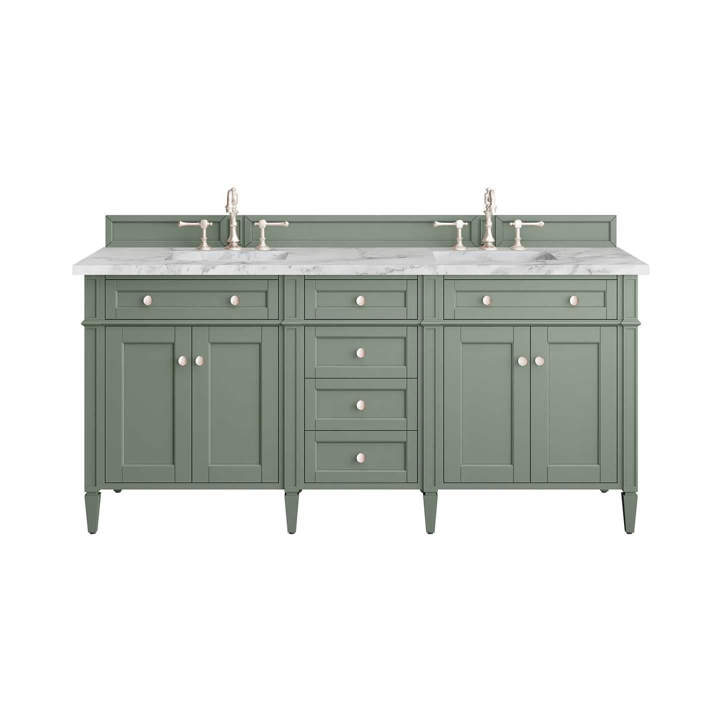 Renovate for Less Atlanta Brittany 72" Double Vanity, Smokey Celadon w/ 3 CM Carrara Marble Top