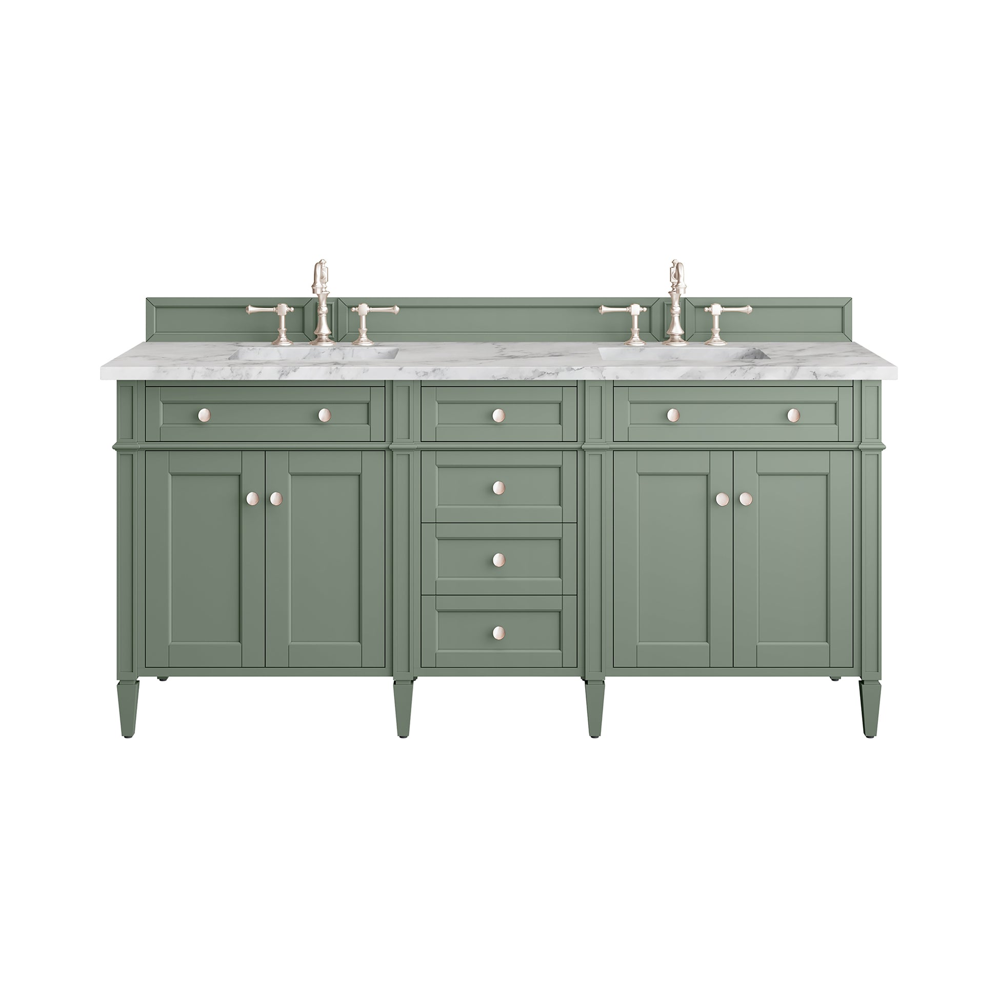 Renovate for Less Atlanta Brittany 72" Double Vanity, Smokey Celadon w/ 3 CM Carrara Marble Top