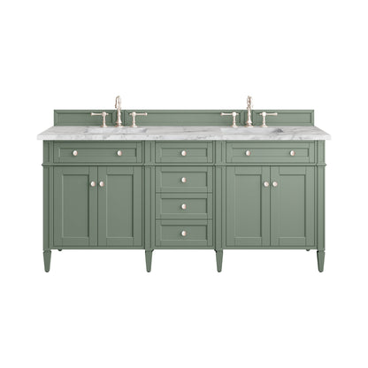 Renovate for Less Atlanta Brittany 72" Double Vanity, Smokey Celadon w/ 3 CM Carrara Marble Top