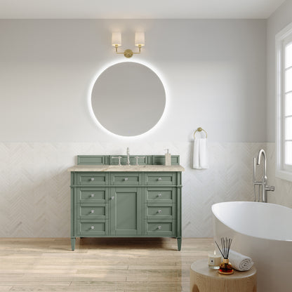Renovate for Less Atlanta Brittany 48" Single Vanity, Smokey Celadon, w/ 3 CM Tajnar Eclos Top