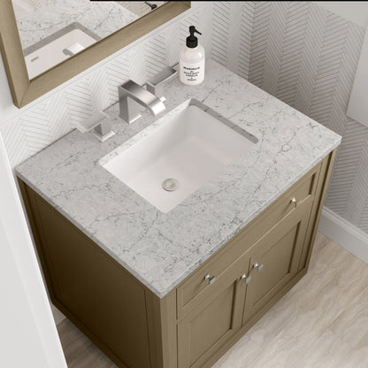 Renovate for Less Atlanta Chicago 30" Single Vanity, Walnut Whisper, w/ 3 CM Eternal Jasmine Pearl Silestone® Top