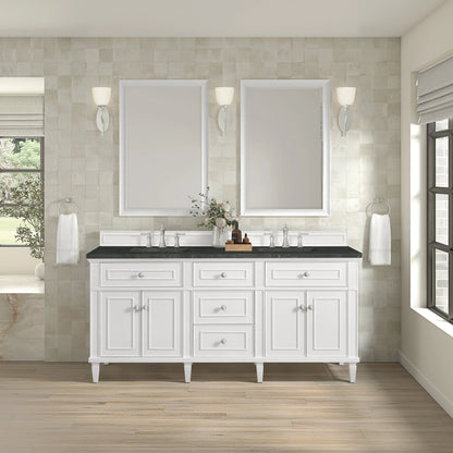 Lorelai 72" Double Vanity, Bright White, w/ 3 CM Phantome Eclos Top
