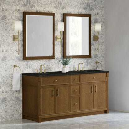 Renovate for Less Atlanta Bellshire 72" Double Vanity, Honey Oak w/ 3 CM Phantome Eclos Top