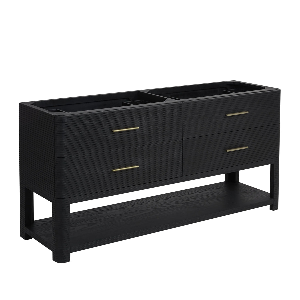 Lucian 72" Double Vanity, Carbon Oak w/ 3 CM White Zeus Silestone Top