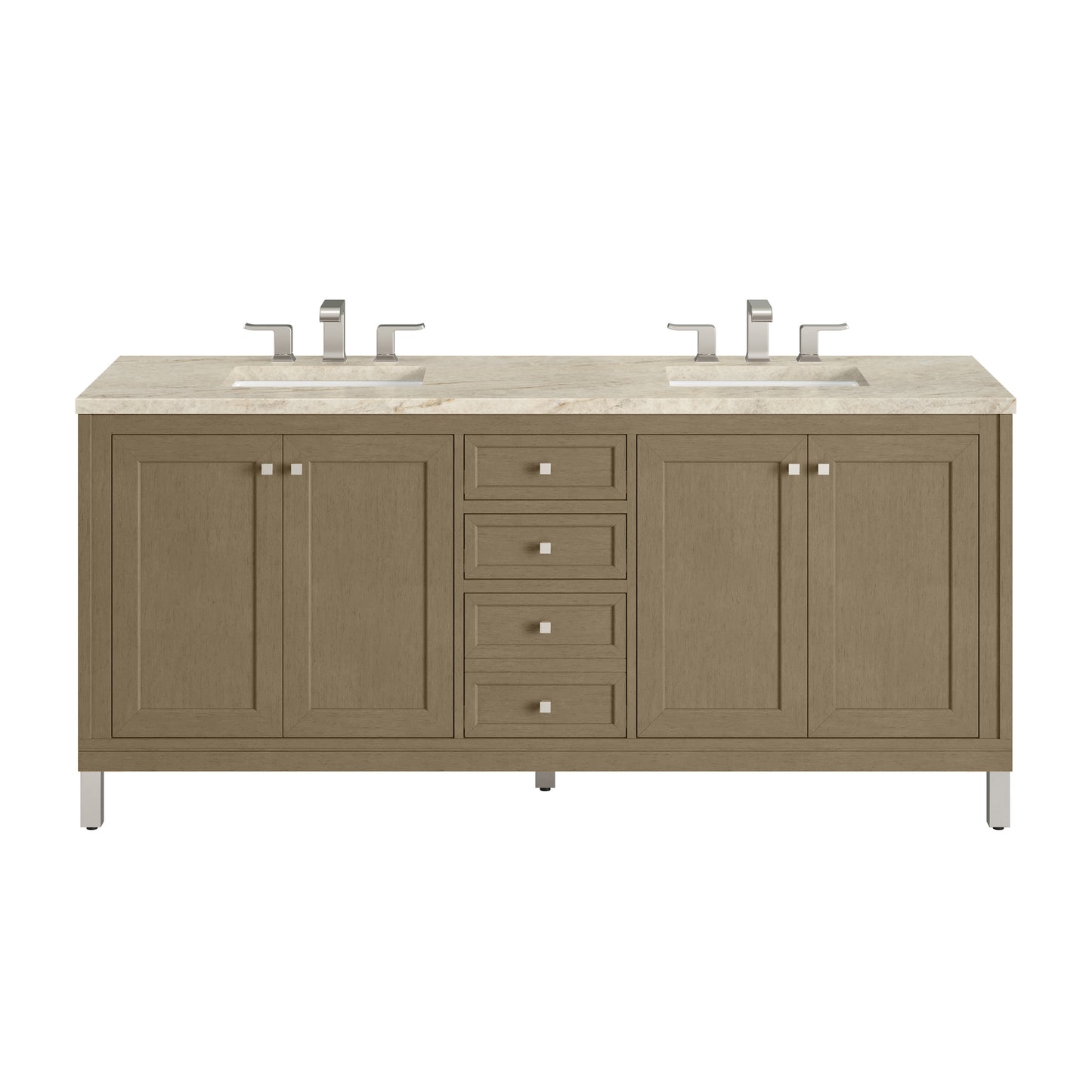 Renovate for Less Atlanta Chicago 72" Double Vanity, Walnut Whisper, w/ 3 CM Tajnar Eclos Top