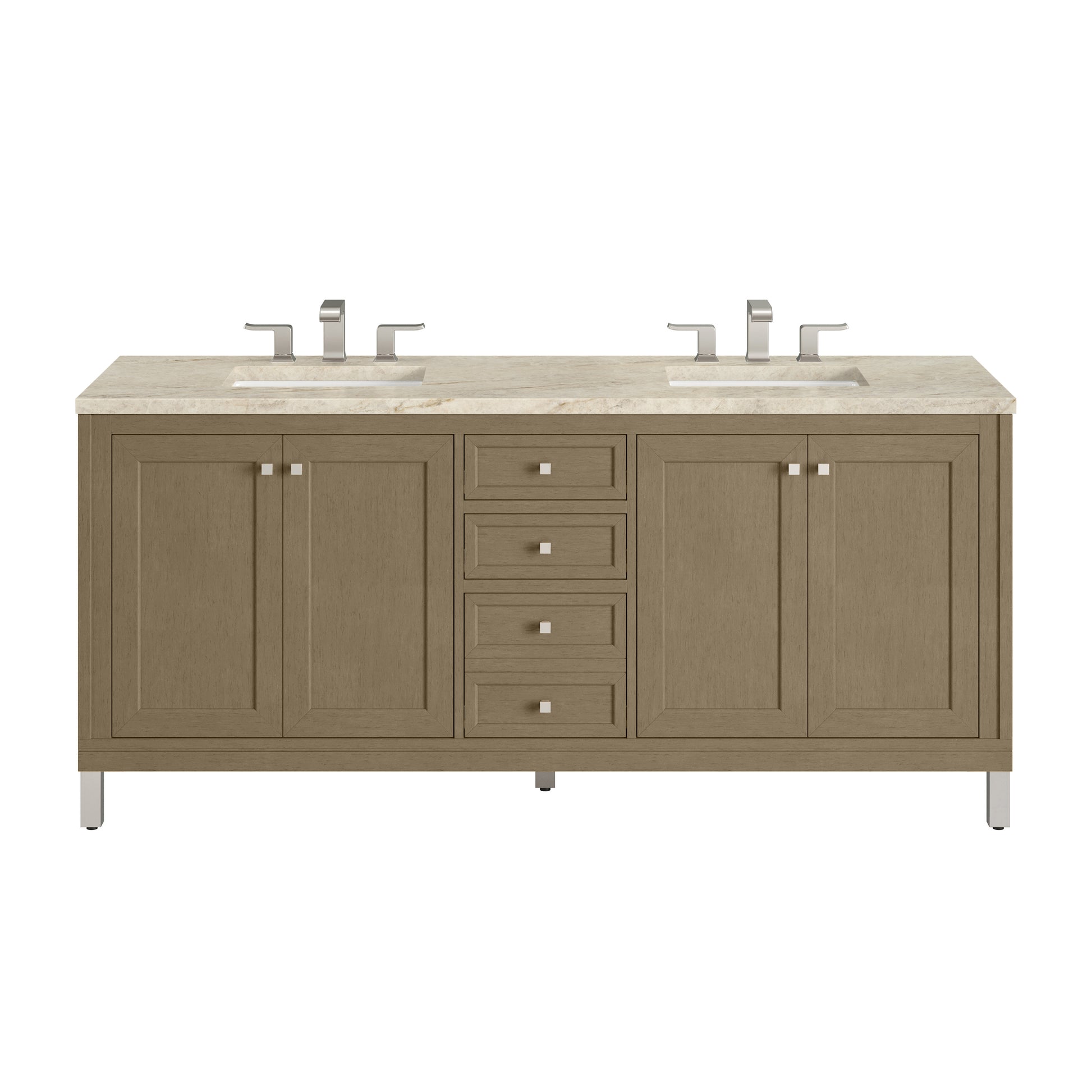 Renovate for Less Atlanta Chicago 72" Double Vanity, Walnut Whisper, w/ 3 CM Tajnar Eclos Top
