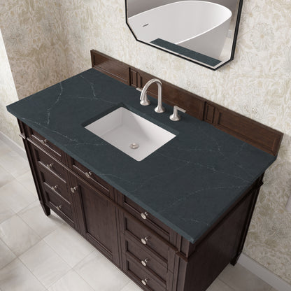 Renovate for Less Atlanta Brittany 48" Single Vanity, Burnished Mahogany w/ 3 CM Charcoal Soapstone Silestone Top