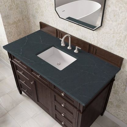 Brittany 48" Single Vanity, Burnished Mahogany w/ 3 CM Charcoal Soapstone Silestone Top