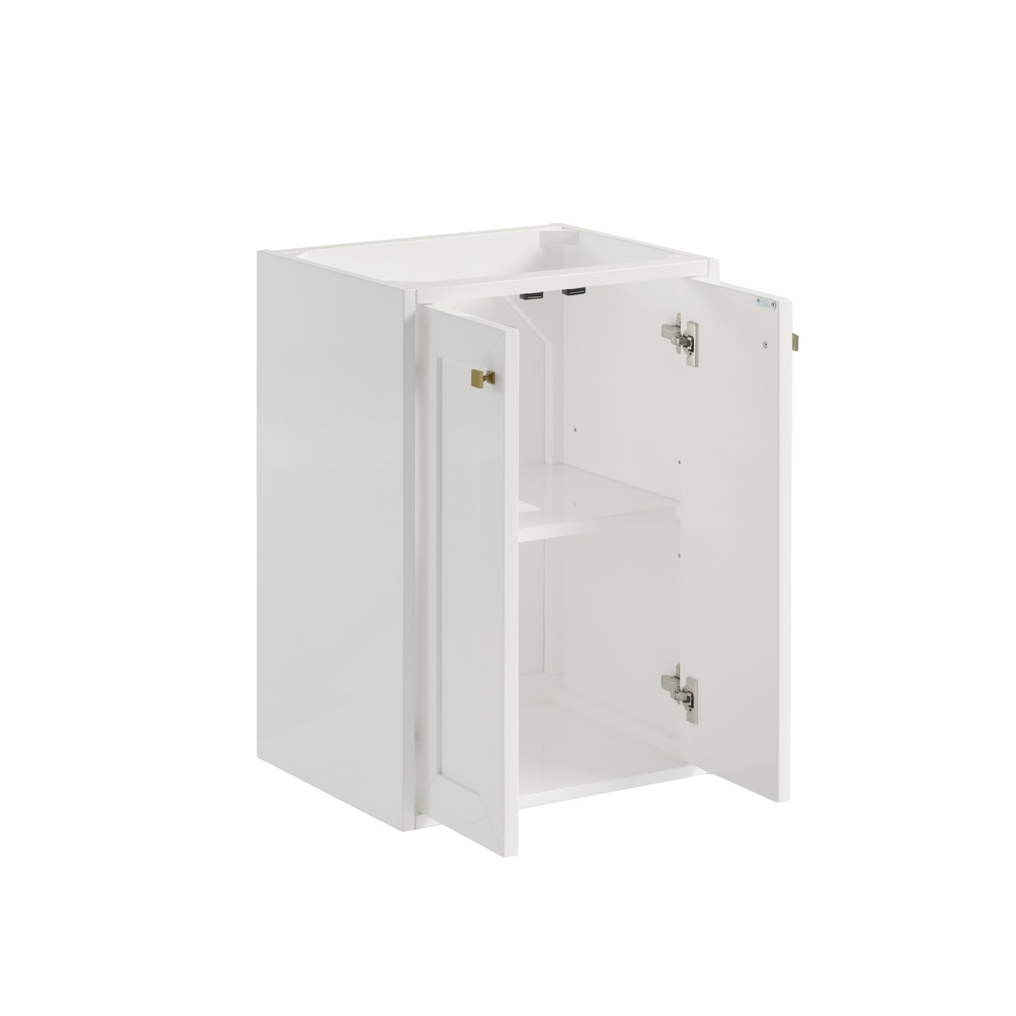 Renovate for Less Atlanta Chianti 20" Single Cabinet, Glossy White, Champagne Brass
