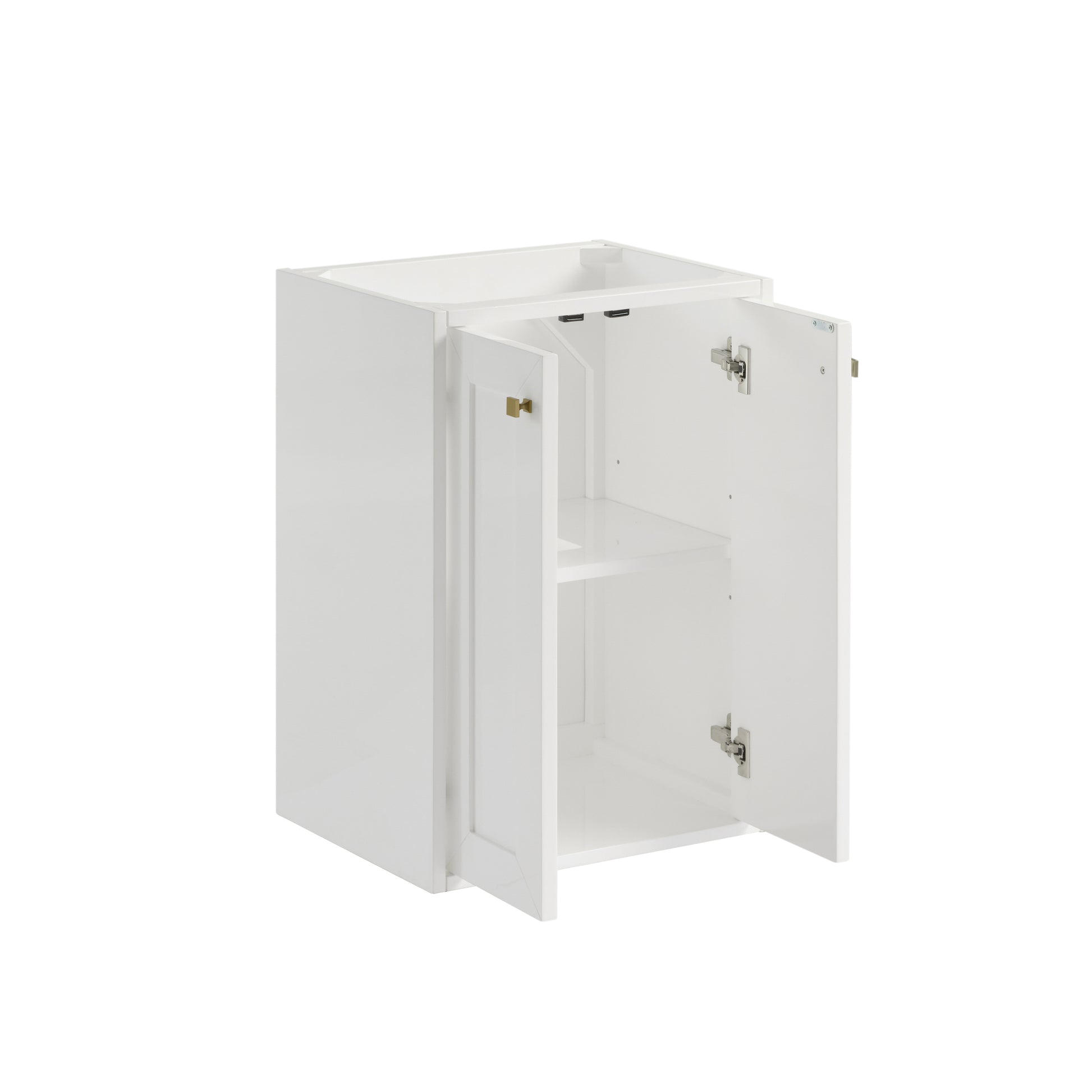 Renovate for Less Atlanta Chianti 20" Single Cabinet, Glossy White, Champagne Brass