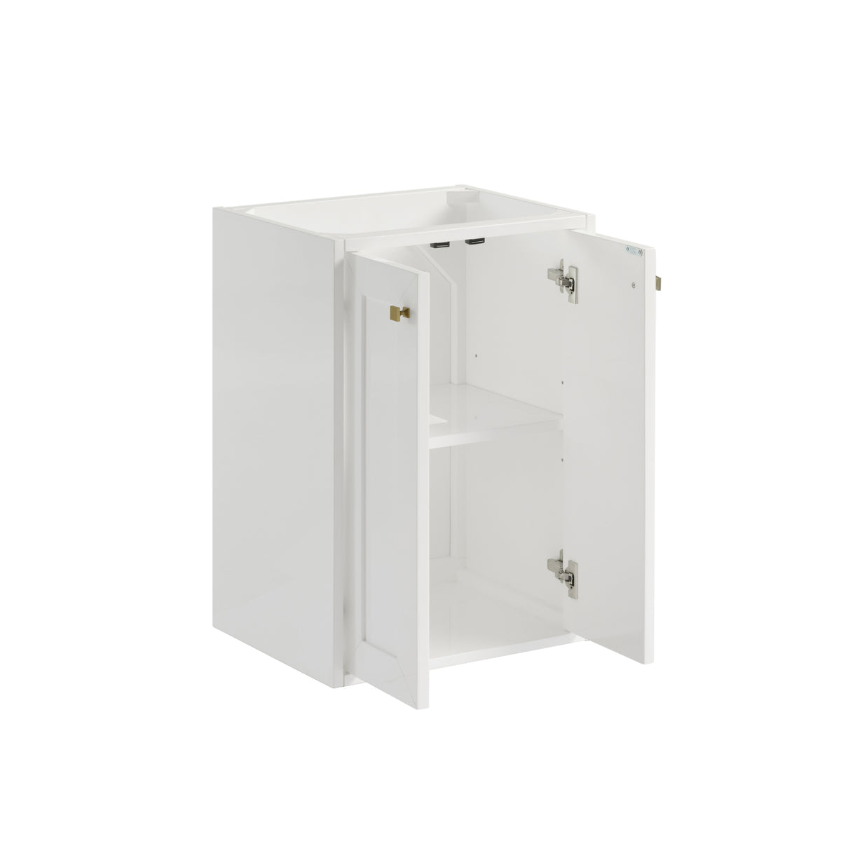 Renovate for Less Atlanta Chianti 20" Single Cabinet, Glossy White, Champagne Brass