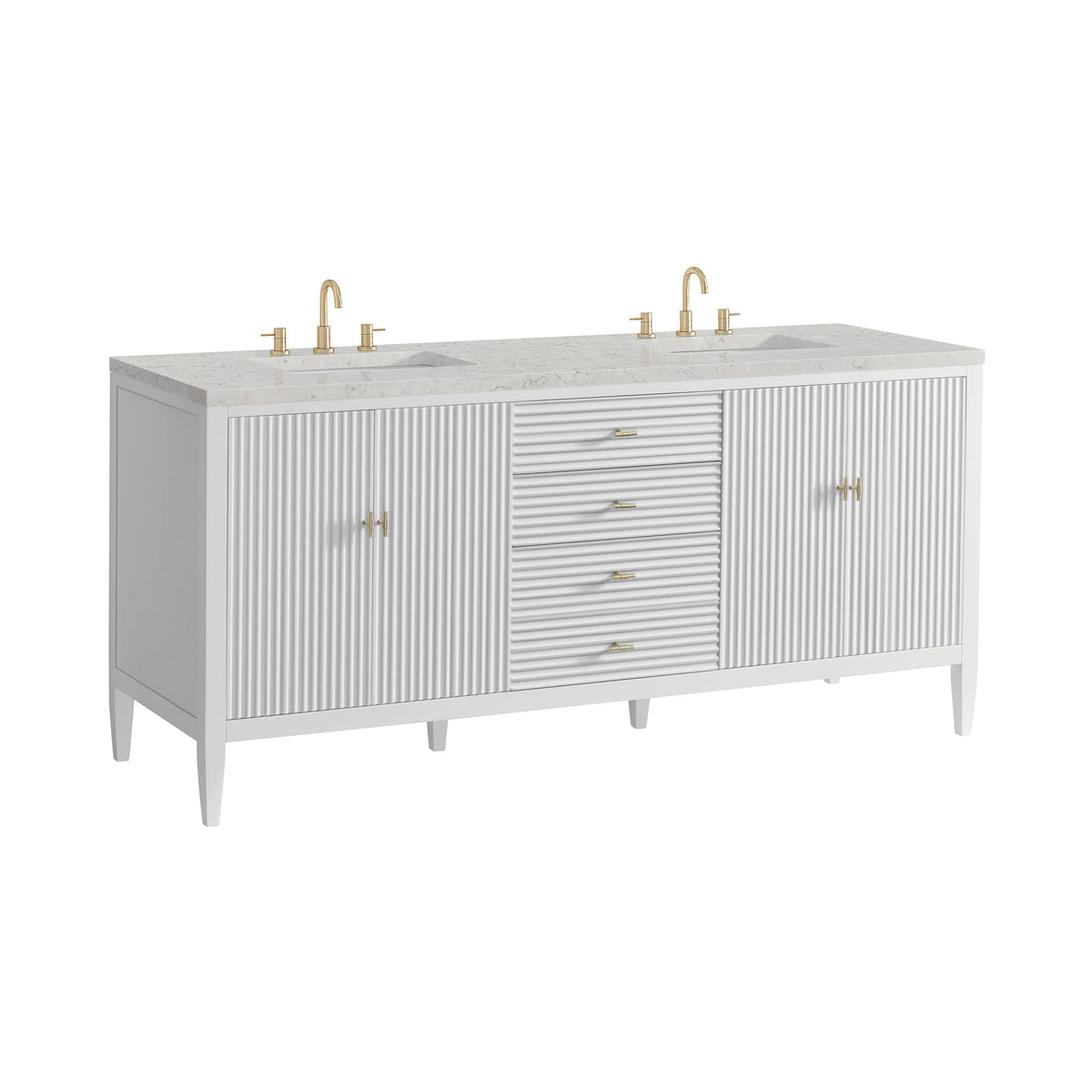 Myrrin 72" Double Vanity, Bright White w/ 3 CM Eternal Jasmine Pearl Silestone Top