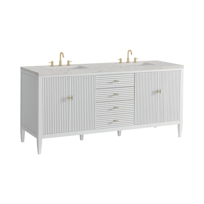 Myrrin 72" Double Vanity, Bright White w/ 3 CM Eternal Jasmine Pearl Silestone Top w/FreePower Wireless Charger