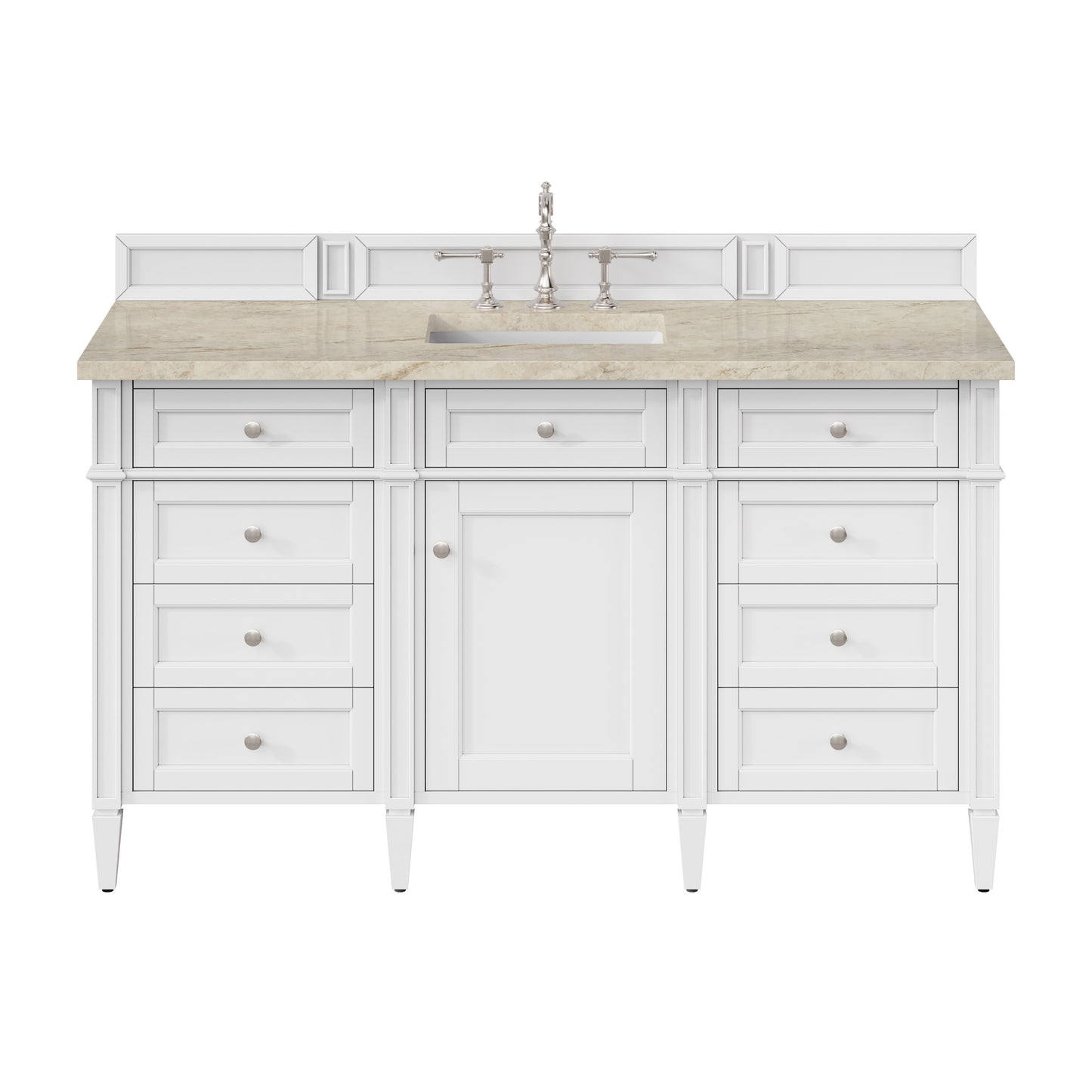 Renovate for Less Atlanta Brittany 60" Single Vanity in Bright White, w/ 3 CM Tajnar Eclos Top