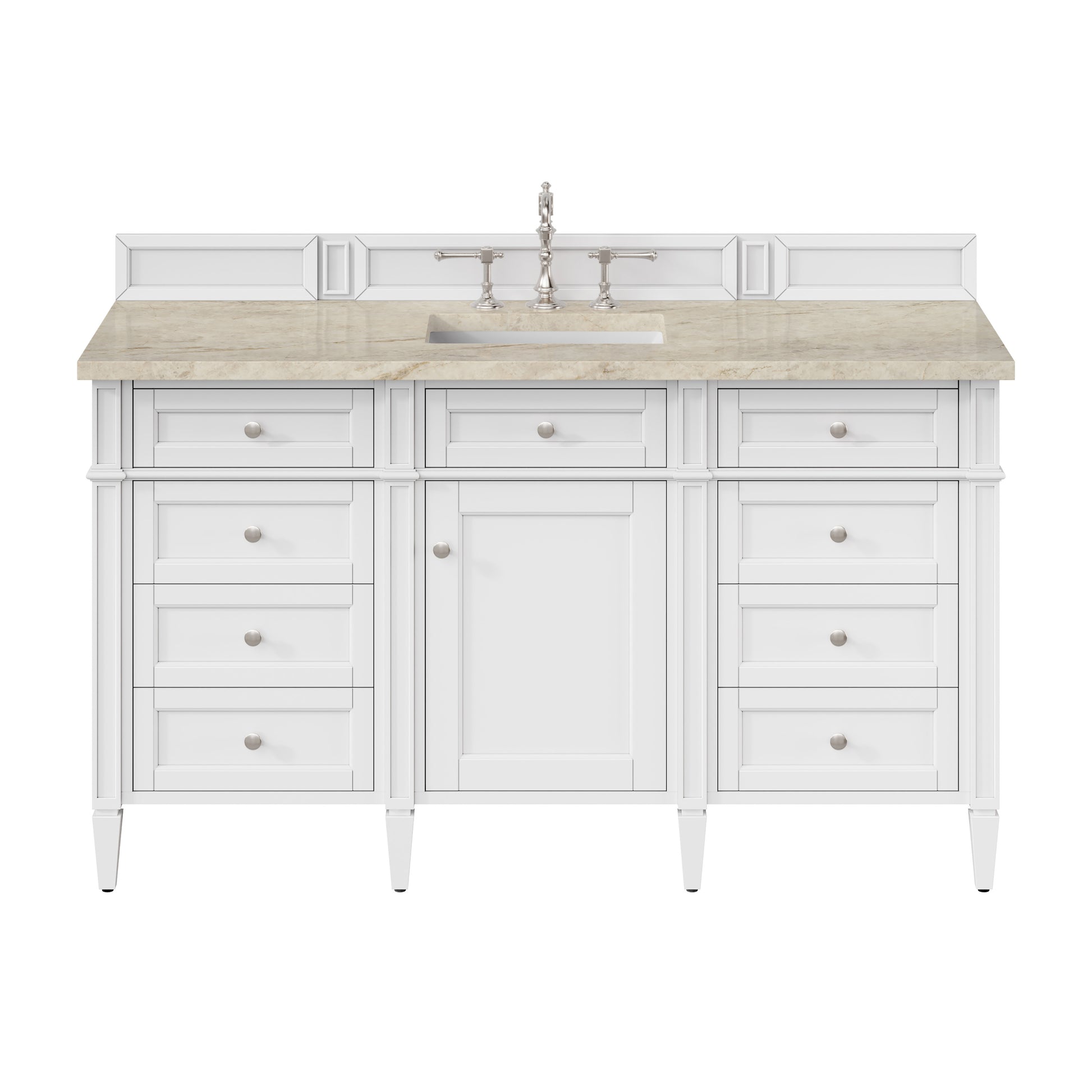 Renovate for Less Atlanta Brittany 60" Single Vanity in Bright White, w/ 3 CM Tajnar Eclos Top
