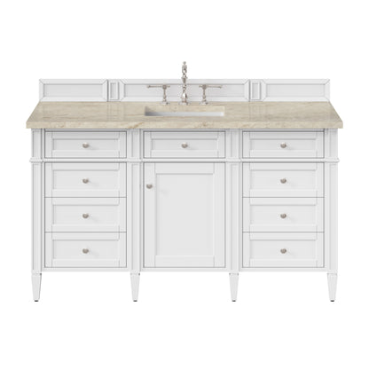 Renovate for Less Atlanta Brittany 60" Single Vanity in Bright White, w/ 3 CM Tajnar Eclos Top