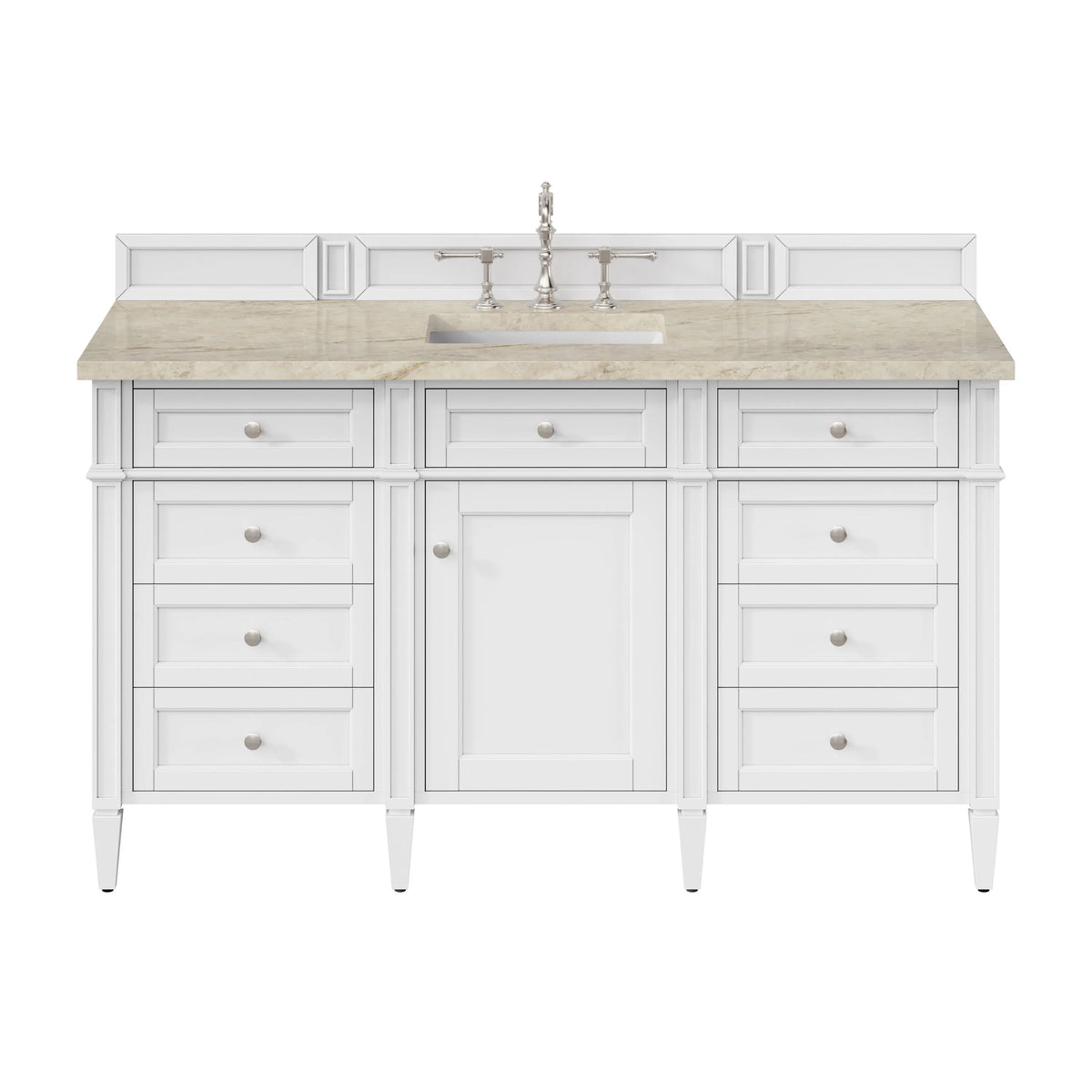 Brittany 60" Single Vanity in Bright White, w/ 3 CM Tajnar Eclos Top