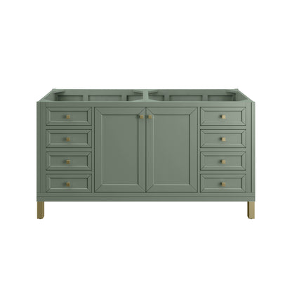 Renovate for Less Atlanta Chicago 60" Double Vanity, Smokey Celadon, w/ 3 CM Carrara Marble Top