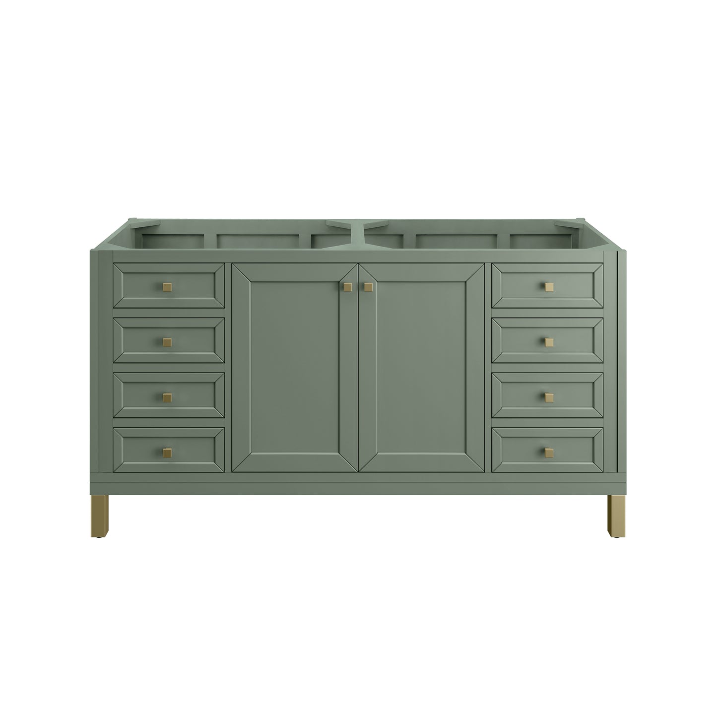 Renovate for Less Atlanta Chicago 60" Double Vanity, Smokey Celadon, w/ 3 CM Eternal Jasmine Pearl Silestone® Top