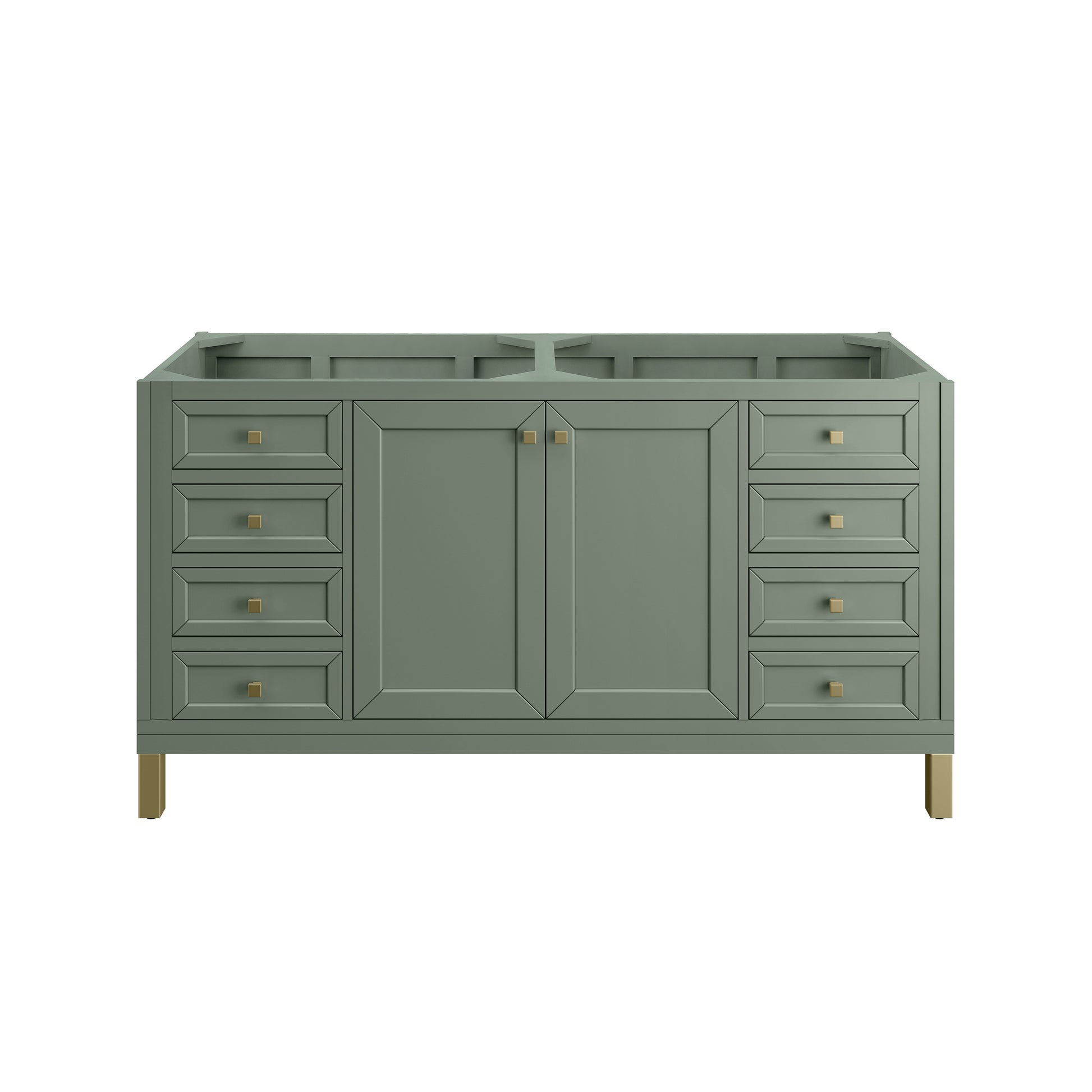 Renovate for Less Atlanta Chicago 60" Double Vanity, Smokey Celadon, w/ 3 CM Eternal Jasmine Pearl Silestone® Top
