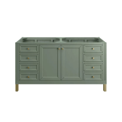 Chicago 60" Double Vanity, Smokey Celadon, w/ 3 CM Carrara Marble Top