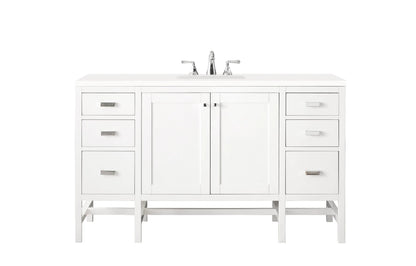 Addison 60" Single Vanity, Glossy White w/ 3 CM White Zeus Silestone Top