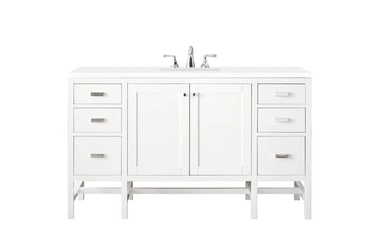 Addison 60" Single Vanity, Glossy White w/ 3 CM White Zeus Silestone Top