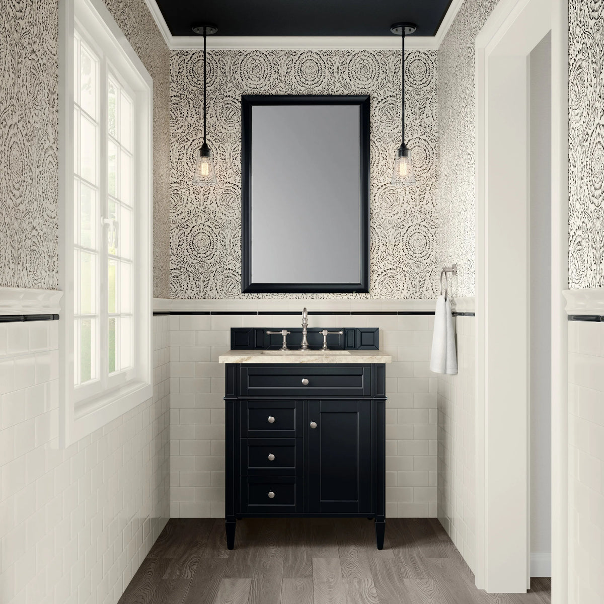 Brittany 30" Single Vanity, Black Onyx, w/ 3 CM Tajnar Eclos Top