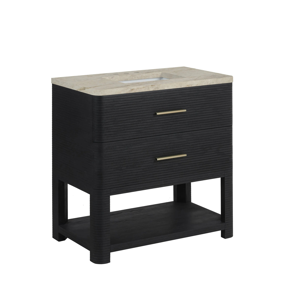 Lucian 36" Single Vanity, Carbon Oak, w/ 3 CM Tajnar Eclos Widespread Top
