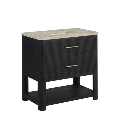 Lucian 36" Single Vanity, Carbon Oak, w/ 3 CM Tajnar Eclos Widespread Top