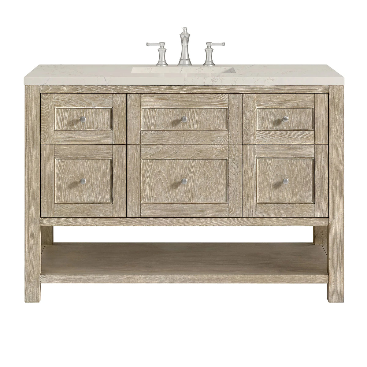Breckenridge 48" Single Vanity, Whitewashed Oak, w/ 3 CM Siberian Silestone Top