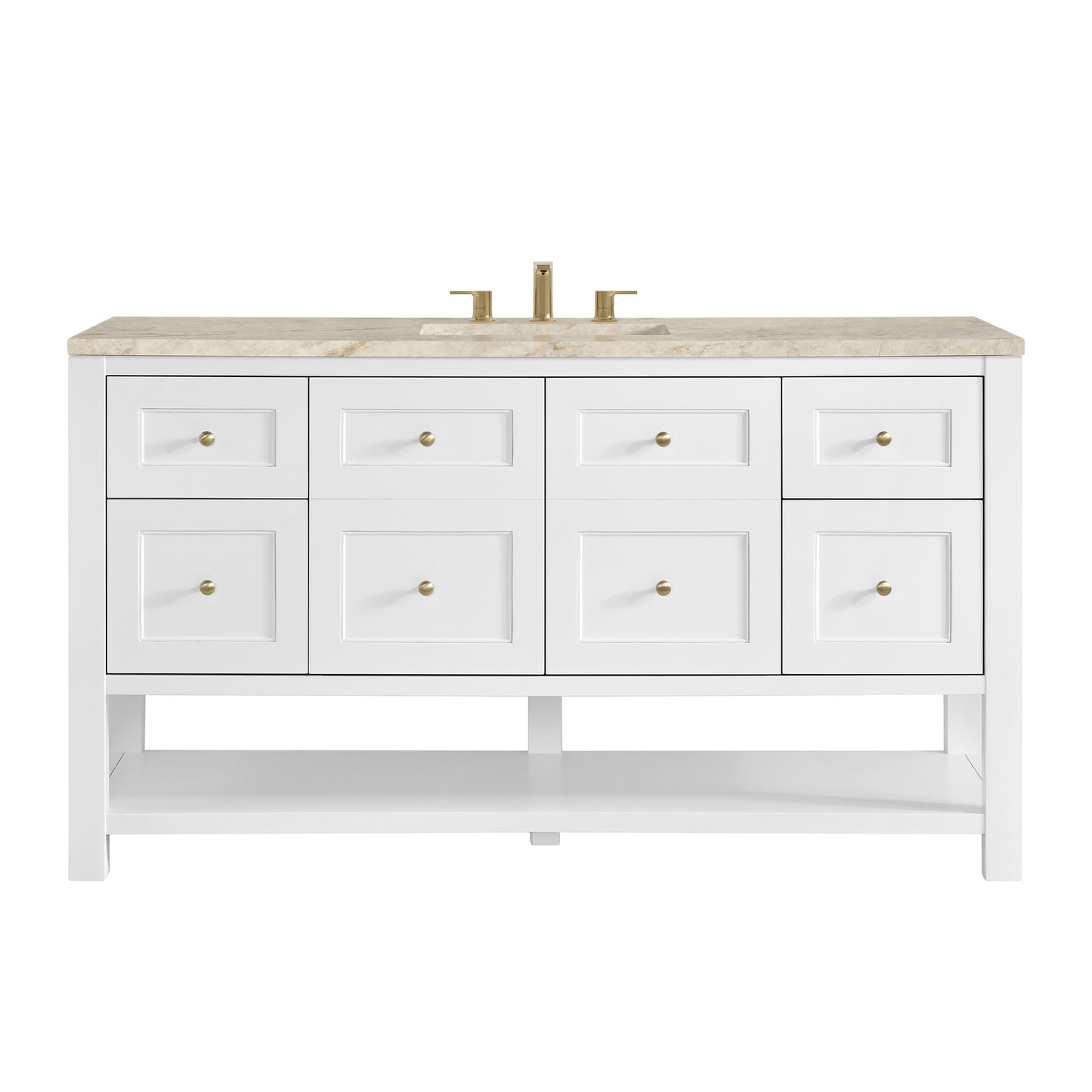 Renovate for Less Atlanta Breckenridge 60" Single Vanity, Bright White, w/ 3 CM Tajnar Eclos Top w/FreePower Wireless Charger