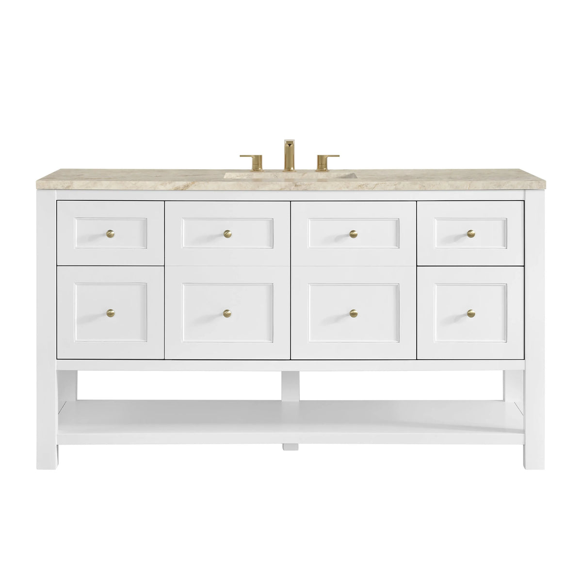 Breckenridge 60" Single Vanity, Bright White, w/ 3 CM Tajnar Eclos Top w/FreePower Wireless Charger