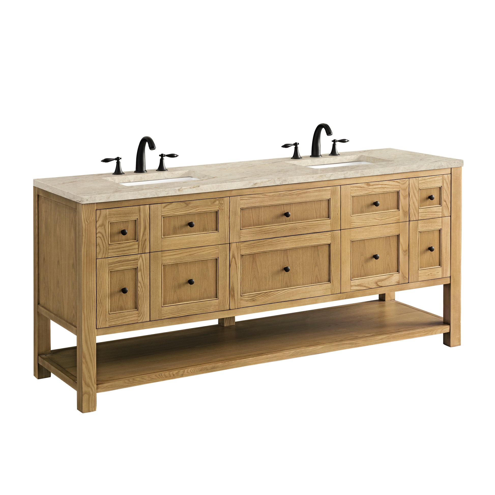 Renovate for Less Atlanta Breckenridge 72" Double Vanity, Light Natural Oak, w/ 3 CM Tajnar Eclos Top