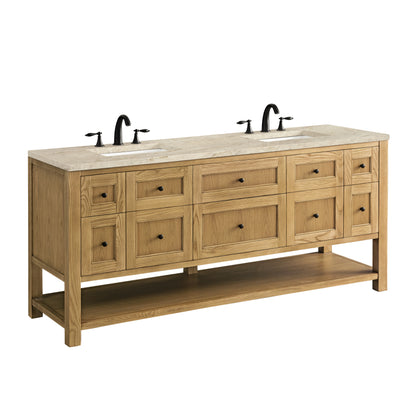 Renovate for Less Atlanta Breckenridge 72" Double Vanity, Light Natural Oak, w/ 3 CM Tajnar Eclos Top