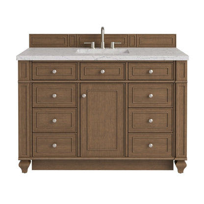 Bristol 48" Single Vanity, Saddle Brown w/ 3 CM Eternal Jasmine Pearl Silestone Top
