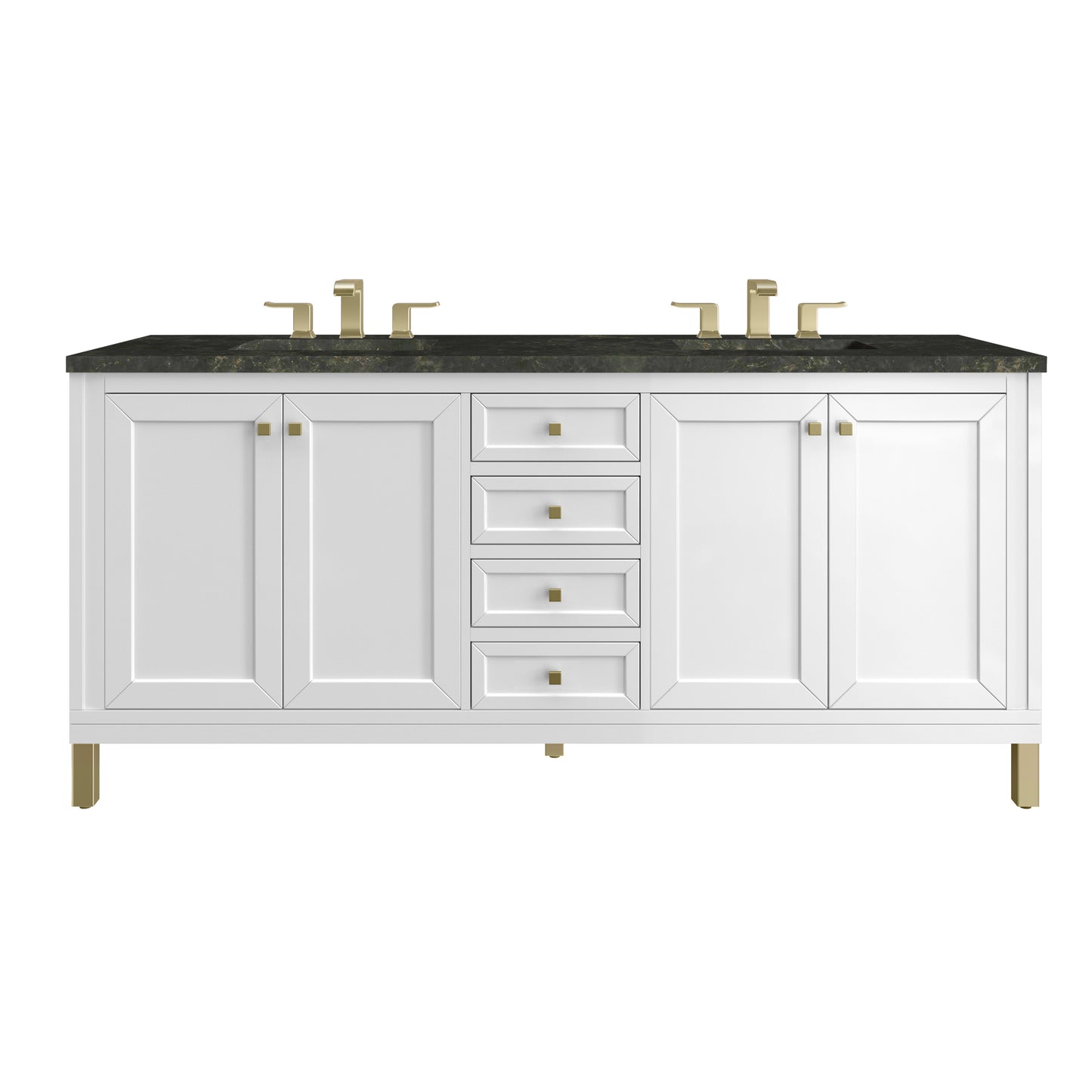 Renovate for Less Atlanta Chicago 72" Double Vanity, Glossy White, w/ 3 CM Phantome Eclos Top