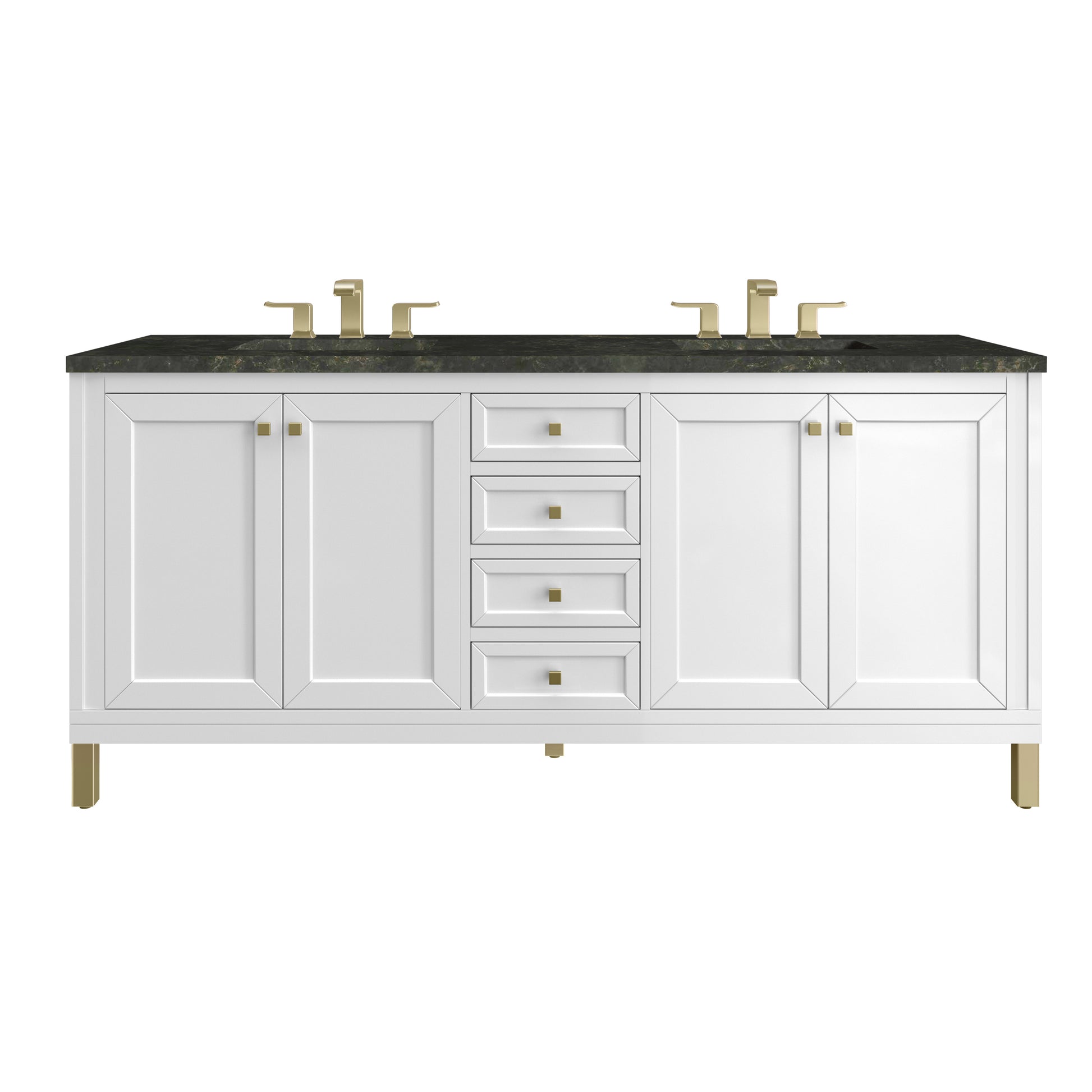 Renovate for Less Atlanta Chicago 72" Double Vanity, Glossy White, w/ 3 CM Phantome Eclos Top