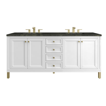 Renovate for Less Atlanta Chicago 72" Double Vanity, Glossy White, w/ 3 CM Phantome Eclos Top