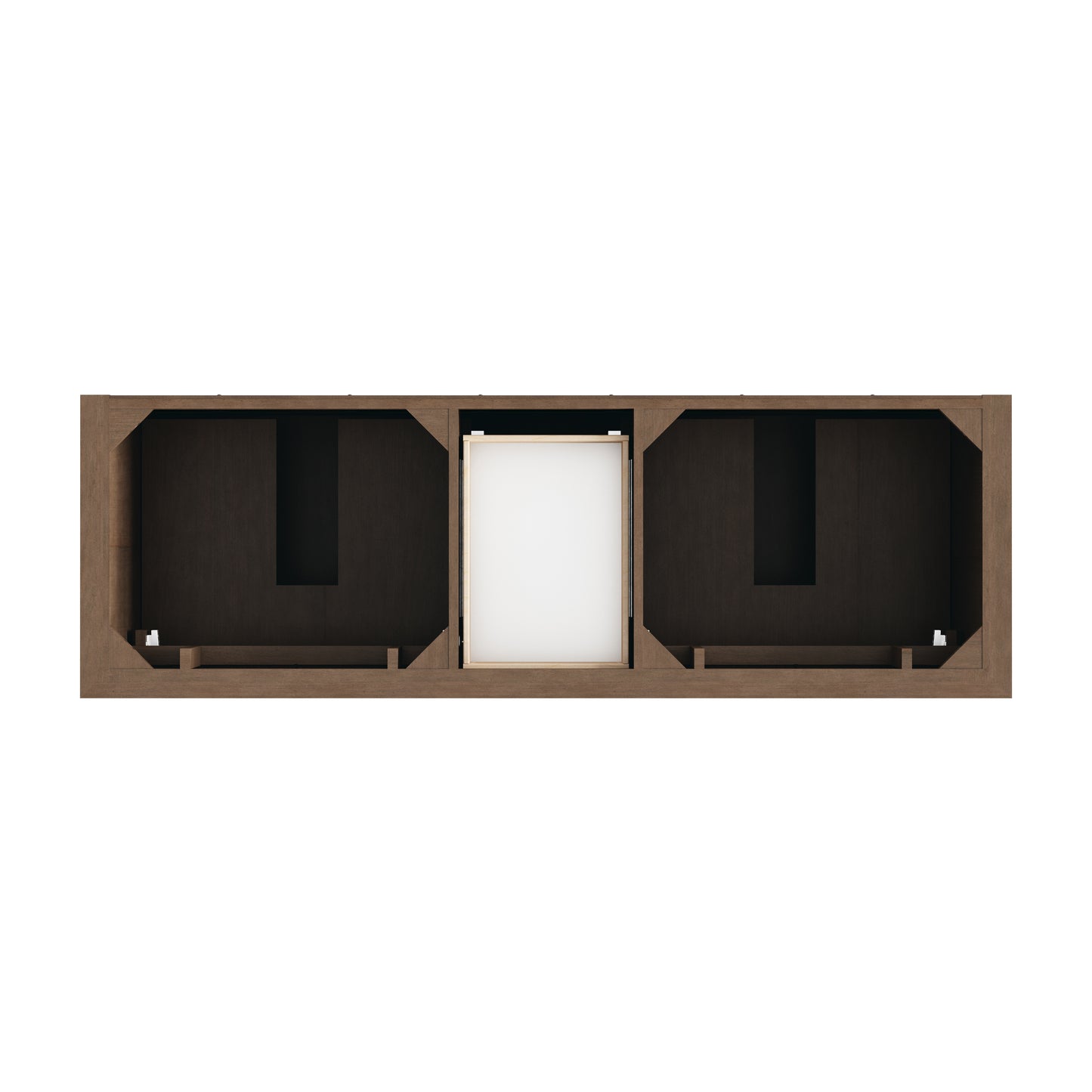 Renovate for Less Atlanta Brookfield 72" Double Vanity, Pecan, w/ 3 CM Tajnar Eclos Top w/FreePower Wireless Charger