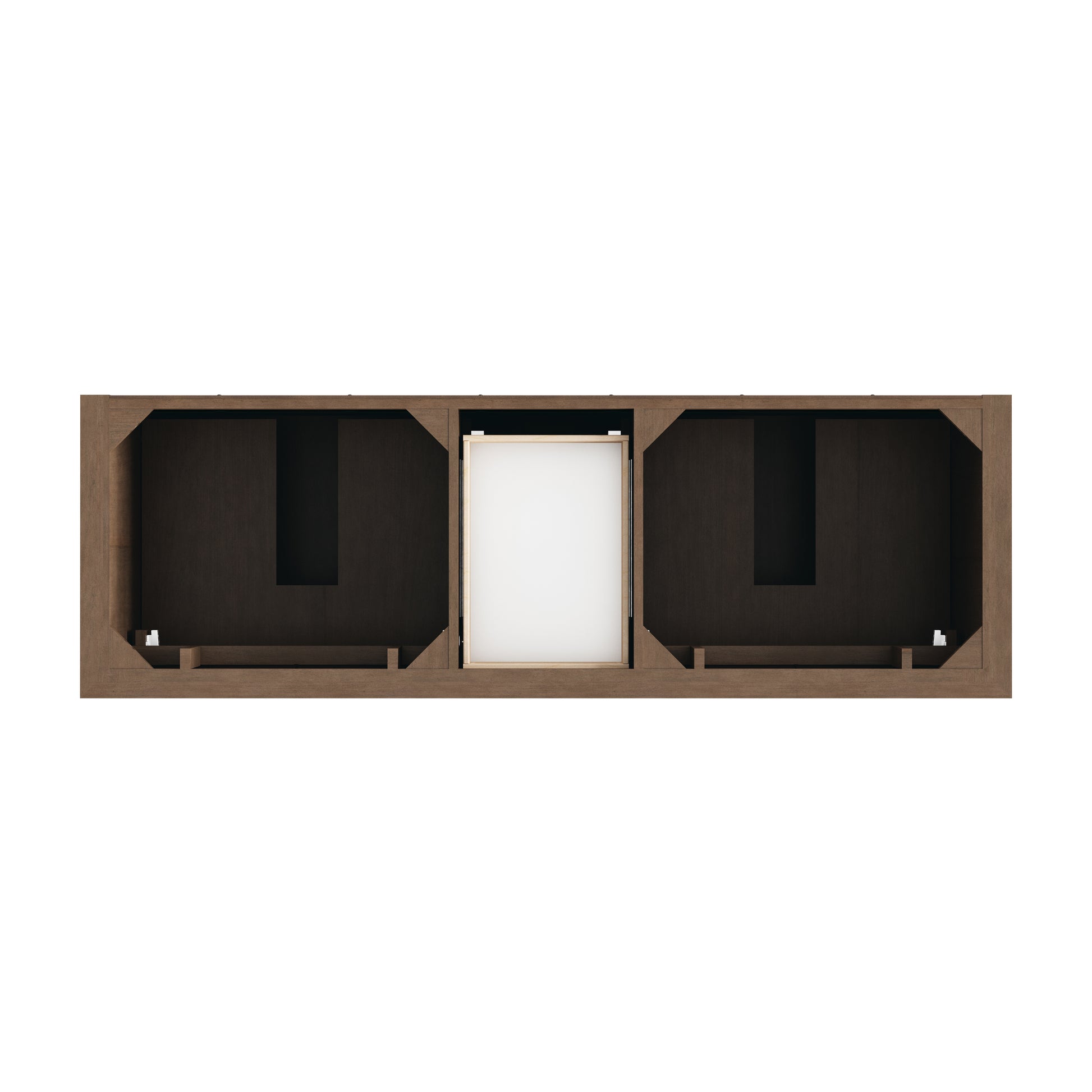 Renovate for Less Atlanta Brookfield 72" Double Vanity, Pecan, w/ 3 CM Tajnar Eclos Top w/FreePower Wireless Charger