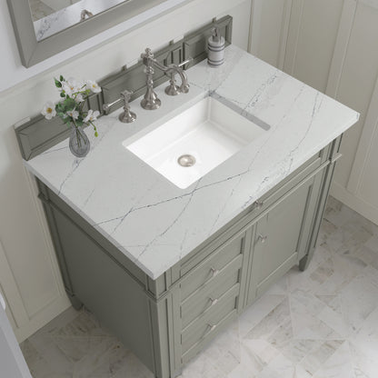 Renovate for Less Atlanta Brittany 36" Single Vanity, Urban Gray w/ 3 CM Ethereal Noctis Silestone Top