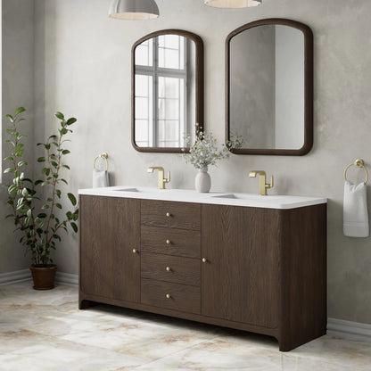 Gracyn 72" Double Vanity, Sable, w/ 3 CM White Zeus Quartz Top