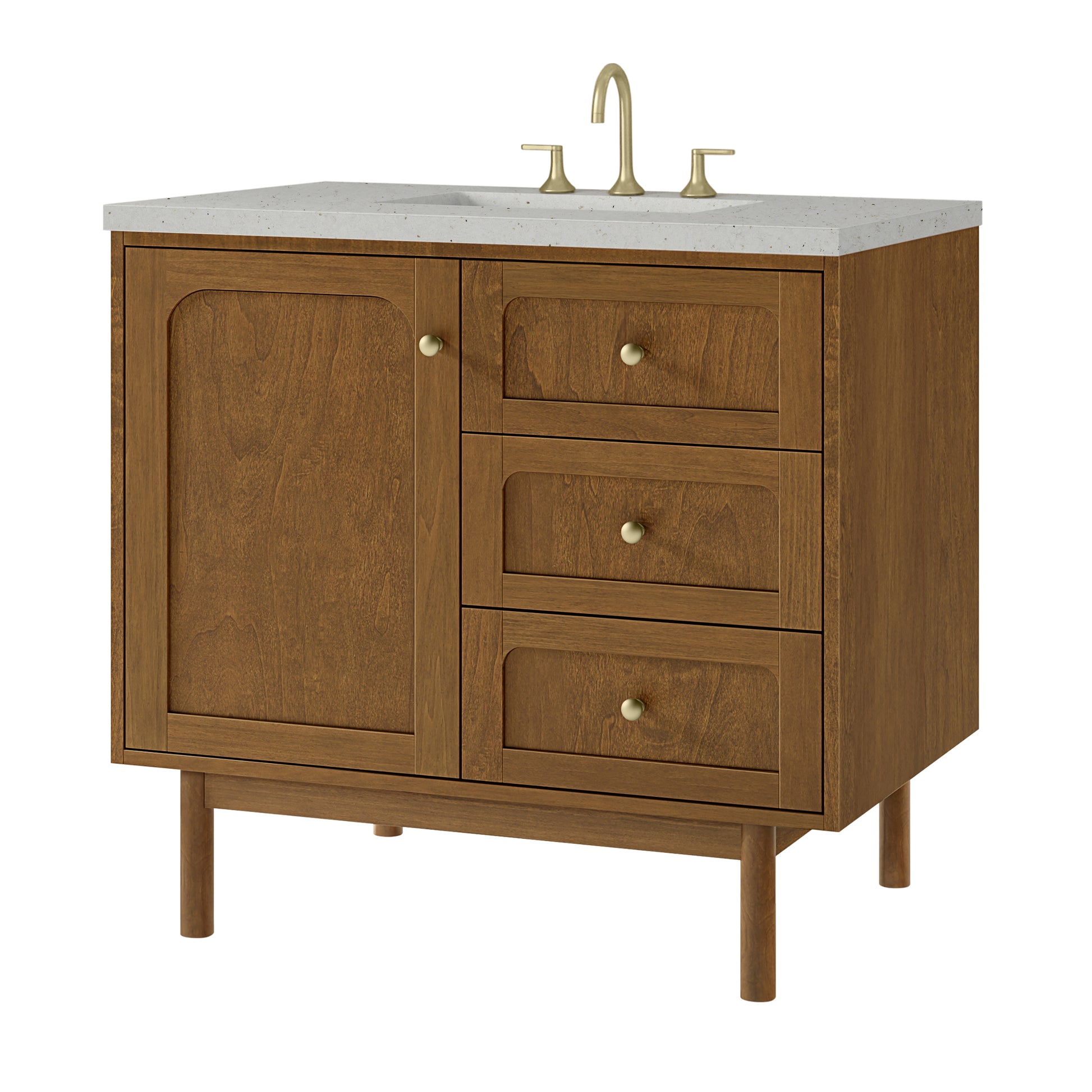 Renovate for Less Atlanta Laurent 36" Single Vanity, Honey Oak w/ 3 CM Lime Delight Silestone Top