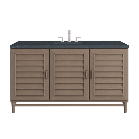 Portland 60" Single Vanity Whitewashed Walnut w/ 3 CM Charcoal Soapstone Silestone Top